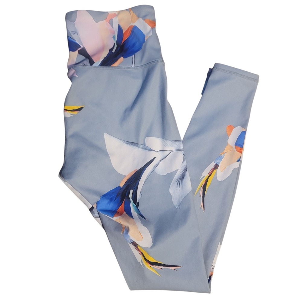 Athleta‎ Womens High Rise Floral Bird of Paradise Leggings Blue XS Activewear